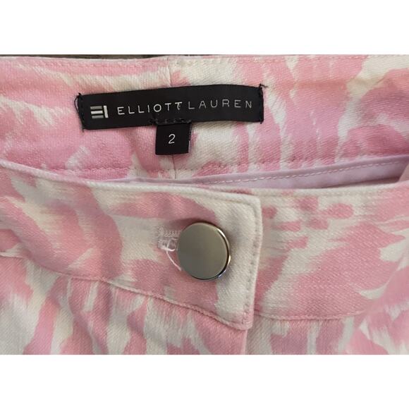 Elliott Lauren Pink And White Leopard Print Cropped Stretch Jeans Size 2 - Picture 9 of 15